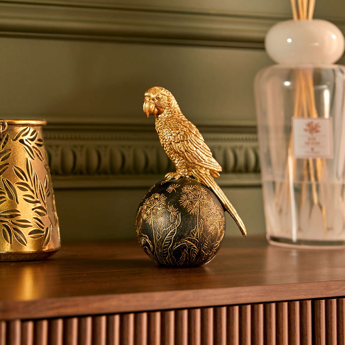 Estátua de pássaro BELLI dourado 19cm,  Estátua de pássaro BELLI dourado 19cm