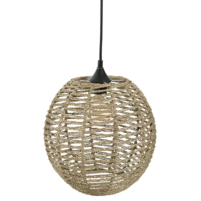 Candeeiro de teto bola em rattan e metal