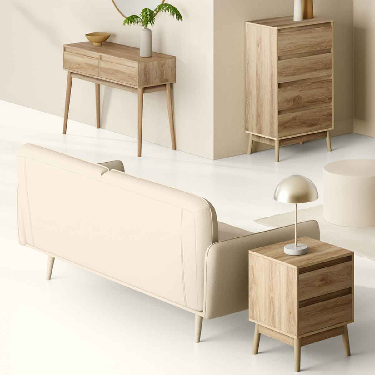Consola ABANA bege em mdf com 2 gavetas,  Consola ABANA bege em mdf com 2 gavetas
