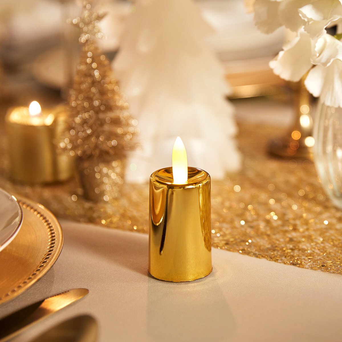 Conjunto de 4 velas led dourado,  Conjunto de 4 velas led dourado