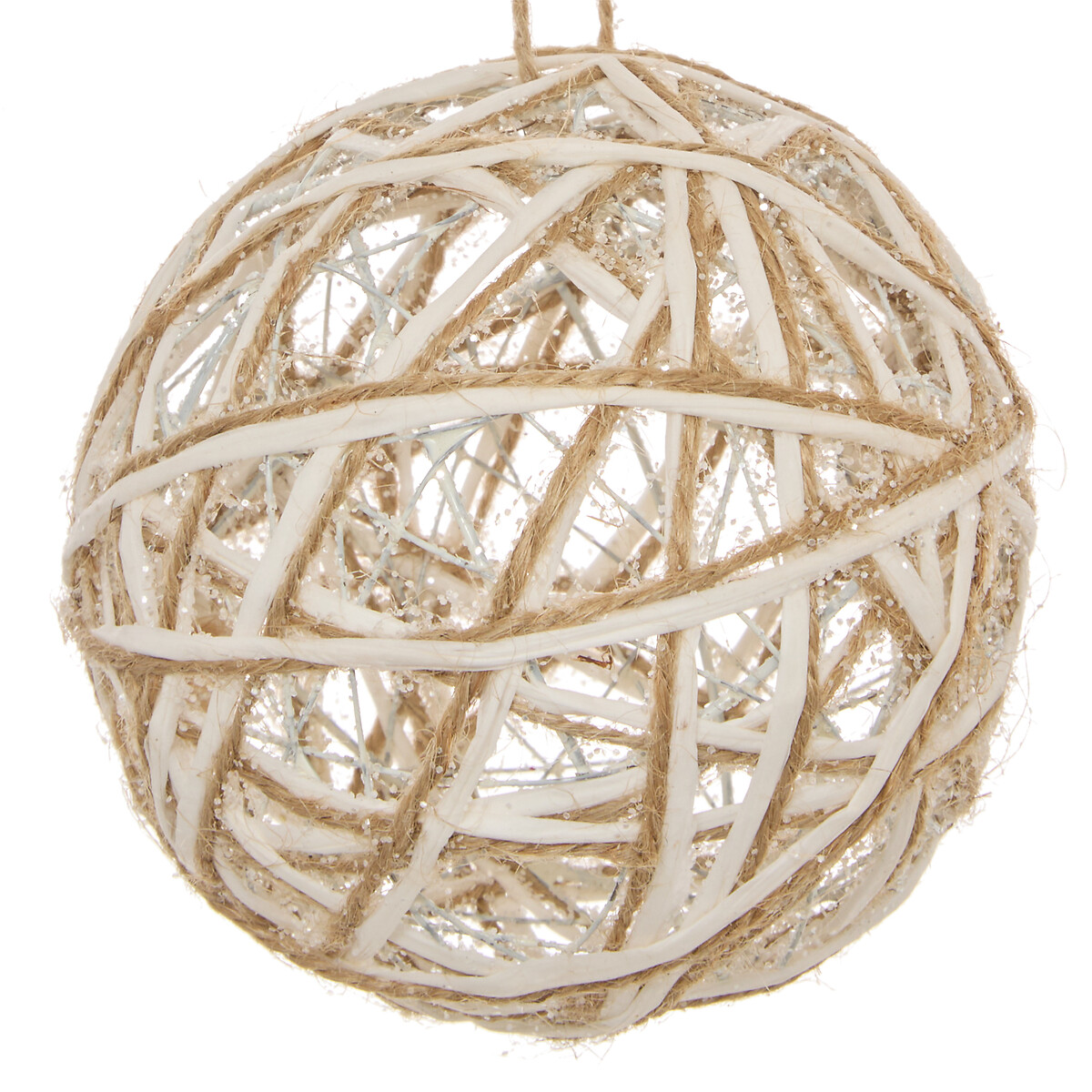 Bola de natal fios bege 10cm