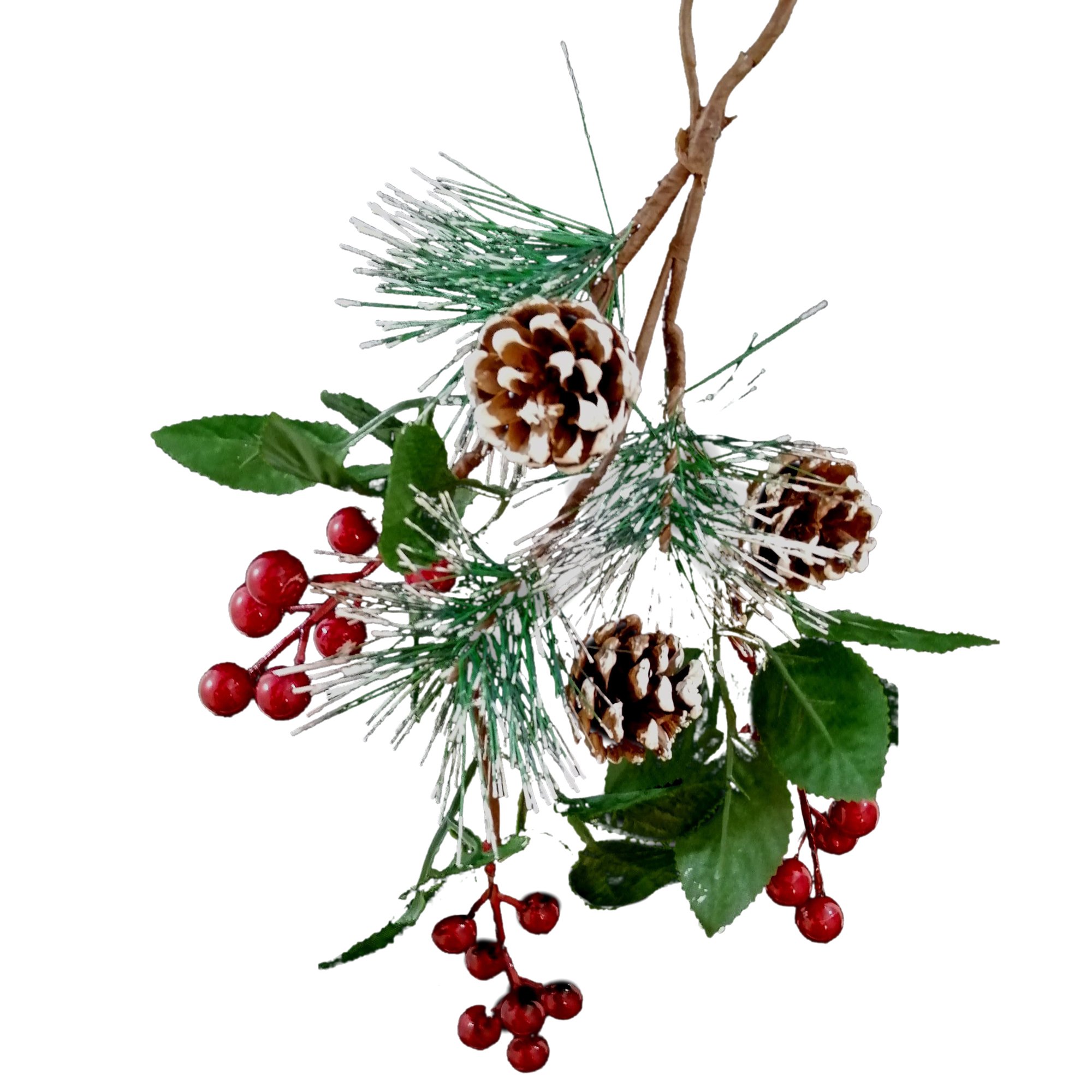 Ramo decorativo com bagas e pinhas,  Ramo decorativo com bagas e pinhas