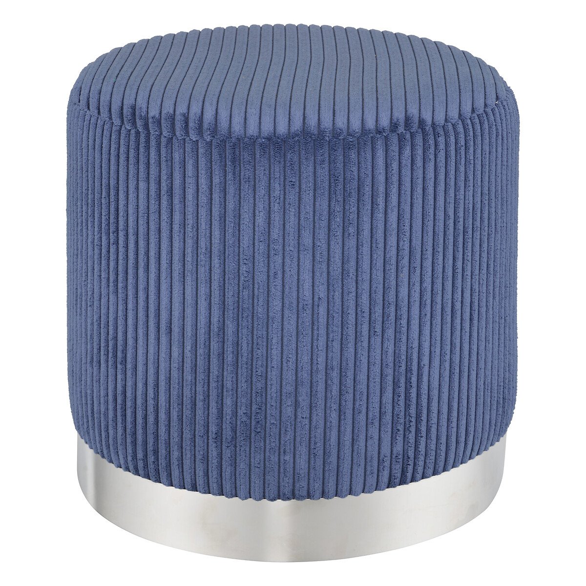 Pufe SYLIA azul escuro de veludo 38x38cm