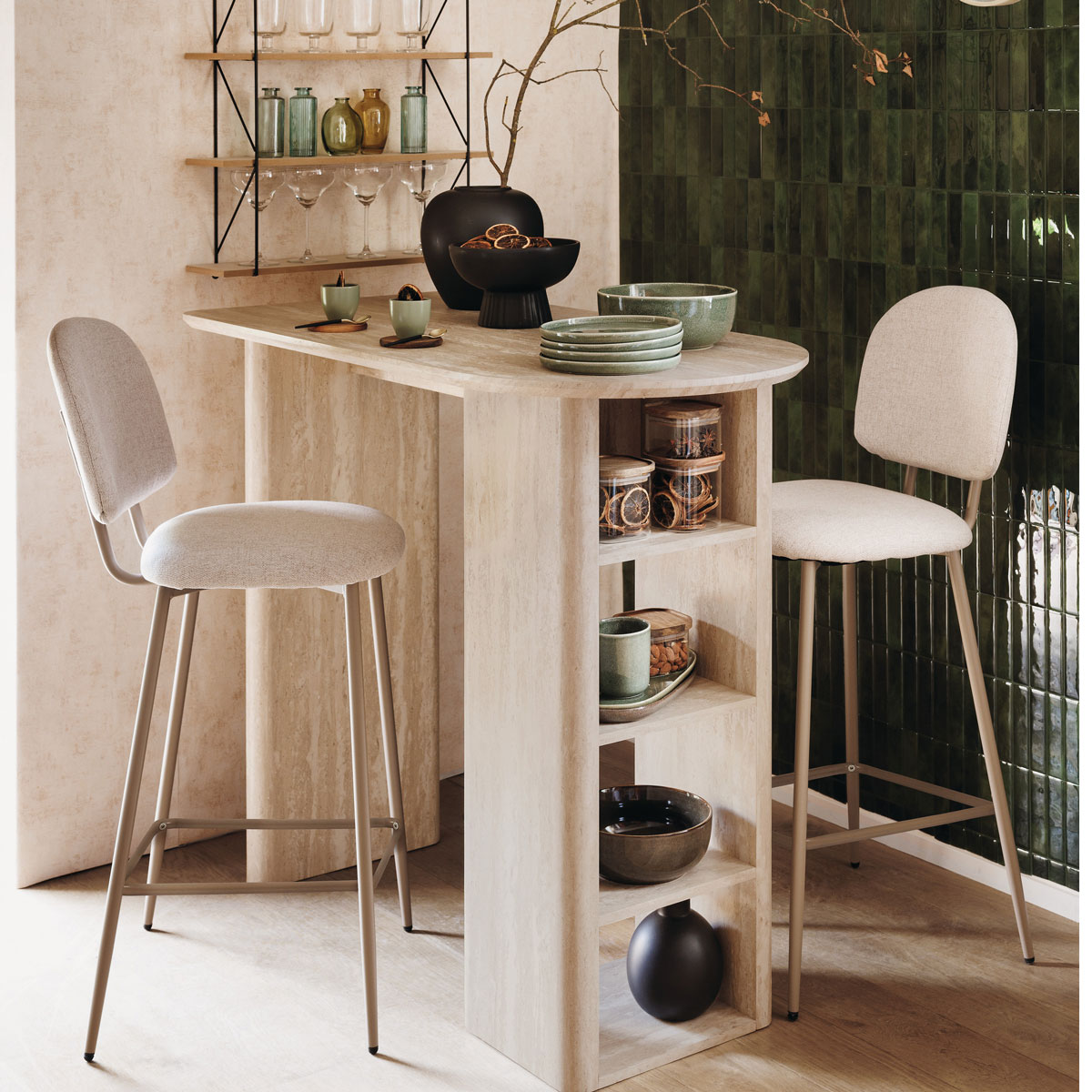 Banco de bar KAMILI bege 108,5cm