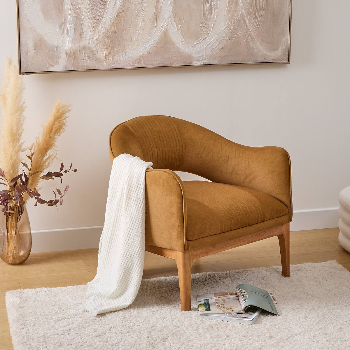 Poltrona LIBOR camel em veludo 78x74x75,5cm