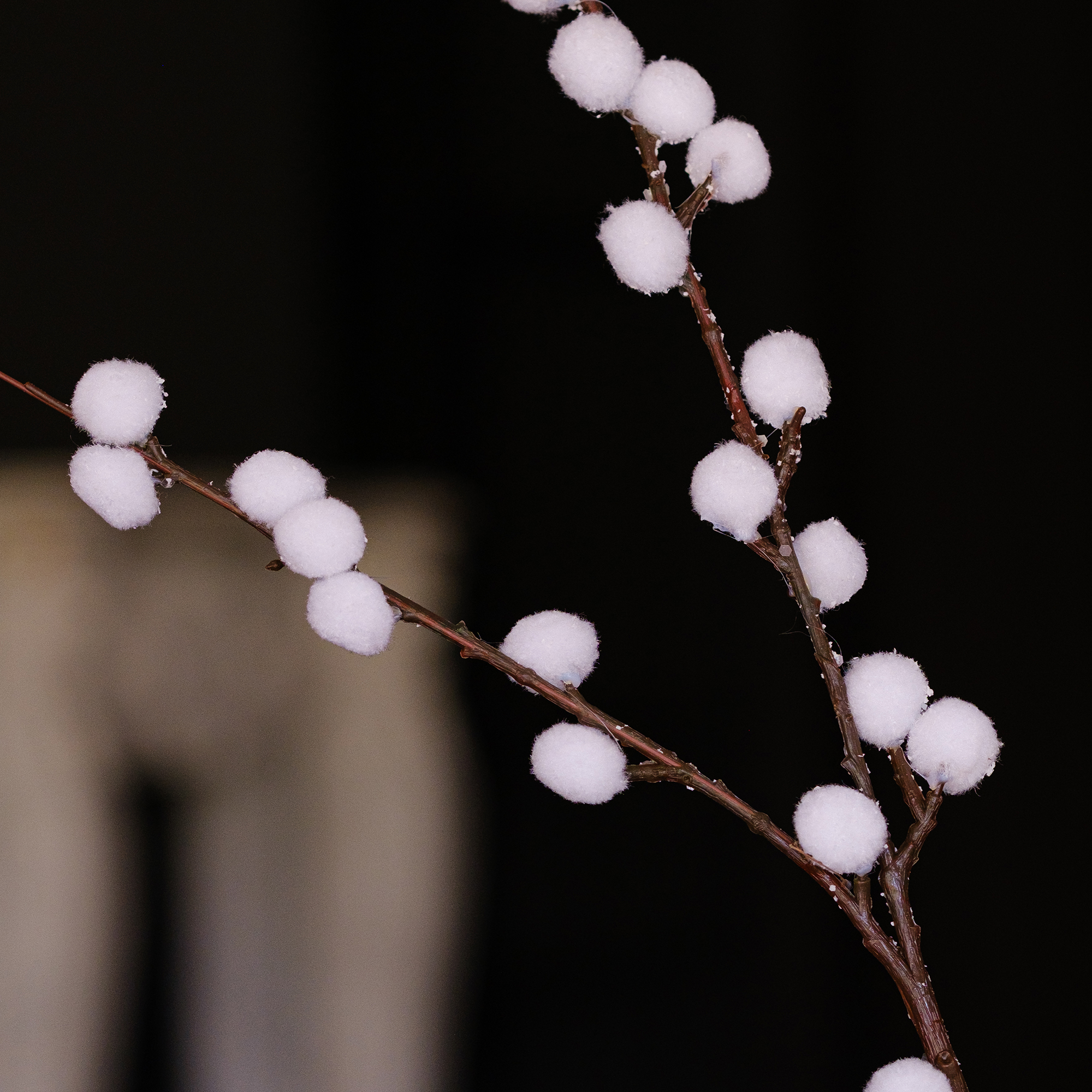 Haste Decorativa Com Bagas Brancas