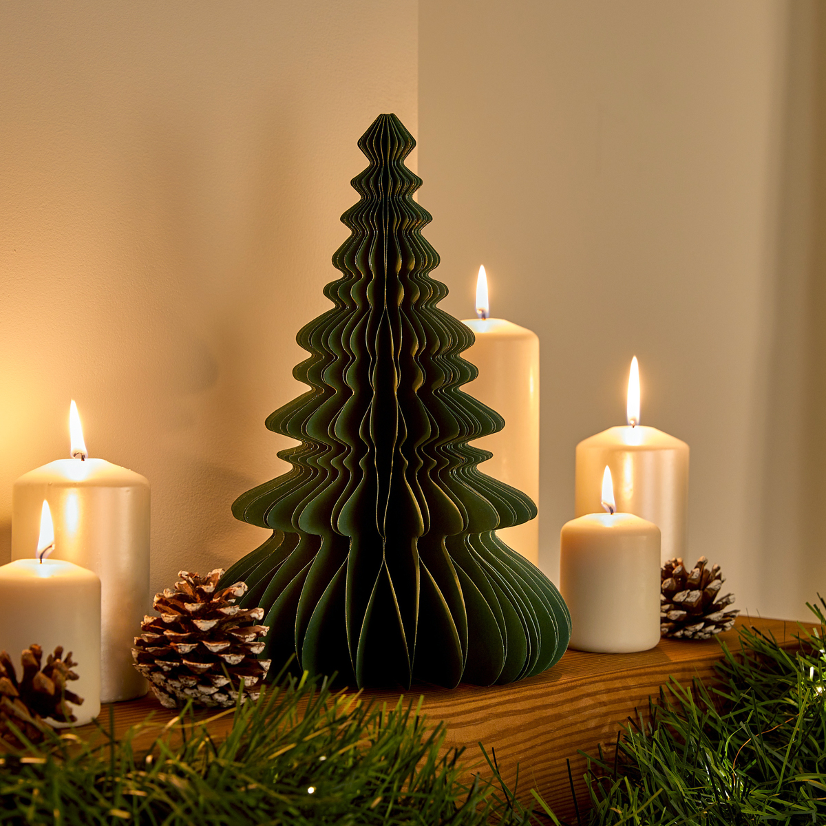 &Aacute;rvore de natal origami verde 30cm