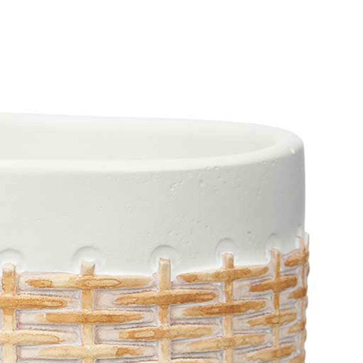 Vaso branco com efeito rattan 10cm