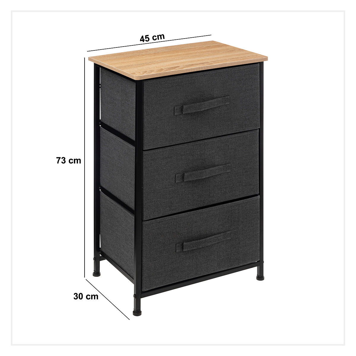 Móvel de arrumação TISSA cinza escuro 73cm,  Móvel de arrumação TISSA cinza escuro 73cm