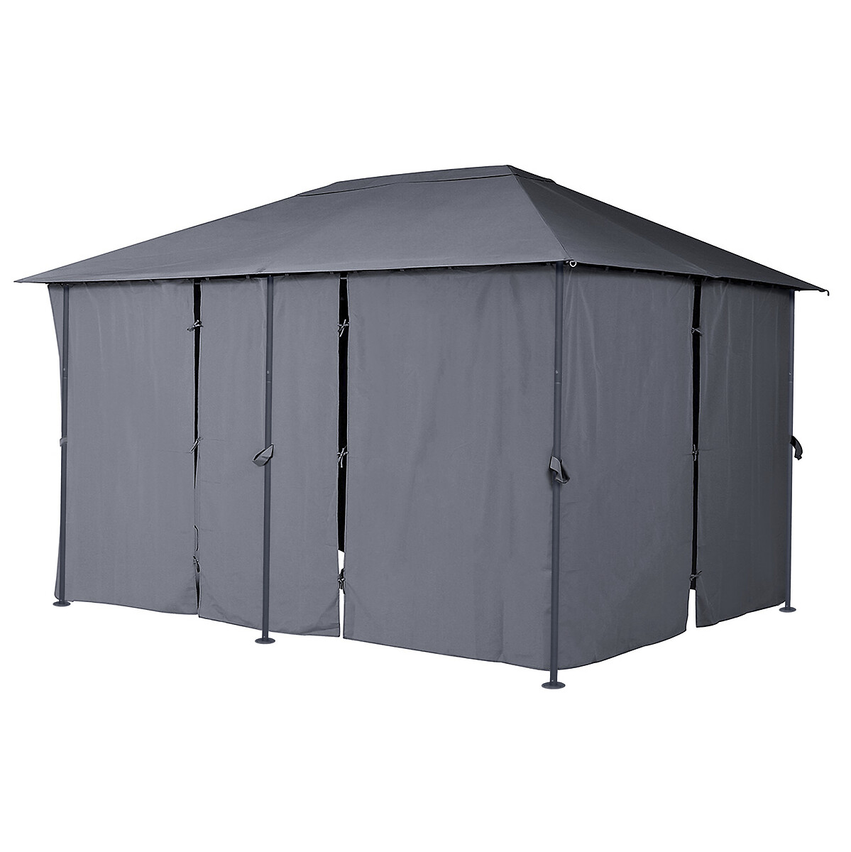 P&eacute;rgola SANTORINI cinza ard&oacute;sia com cortinas 3x4m