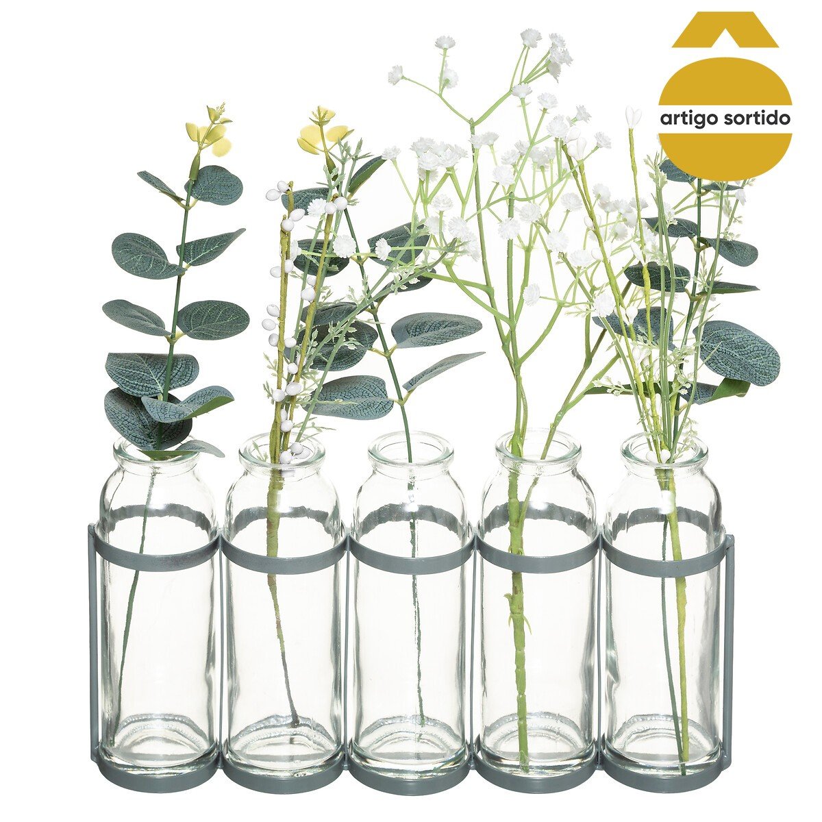 Conjunto de 5 jarras com planta artificial HOUSE