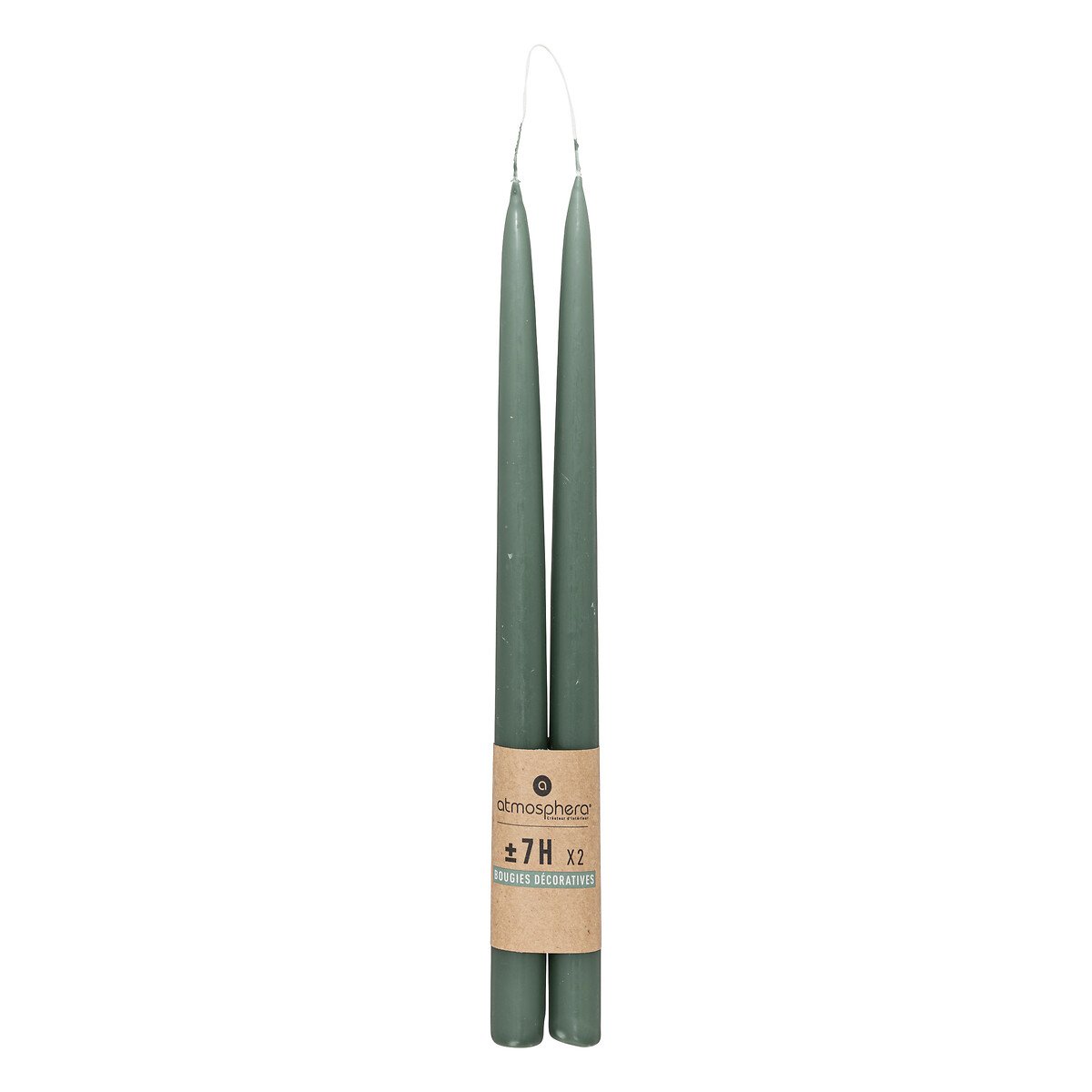 Conjunto de 2 velas de candelabro verde celadon HUGO,  Conjunto de 2 velas de candelabro verde celadon HUGO