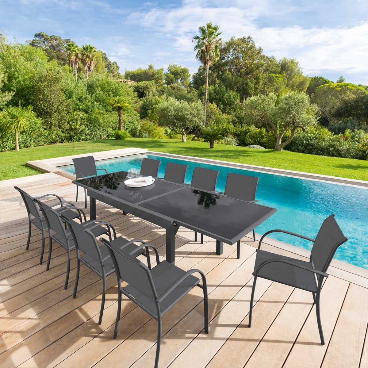 Cadeira com braços PIAZZA cinza antracite e graphite,  Cadeira com braços PIAZZA cinza antracite e graphite