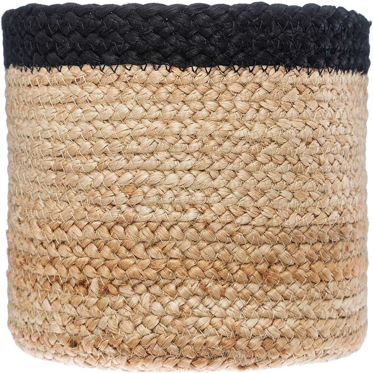 Cesto de juta 14x19cm bege e preto