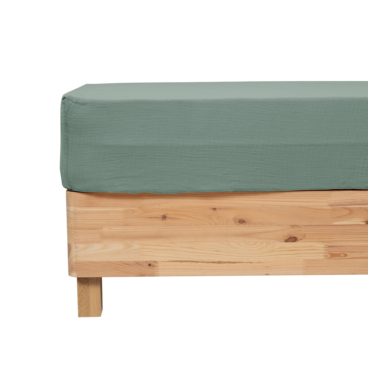 Len&ccedil;ol ajust&aacute;vel FLORA verde em algod&atilde;o 140x190cm