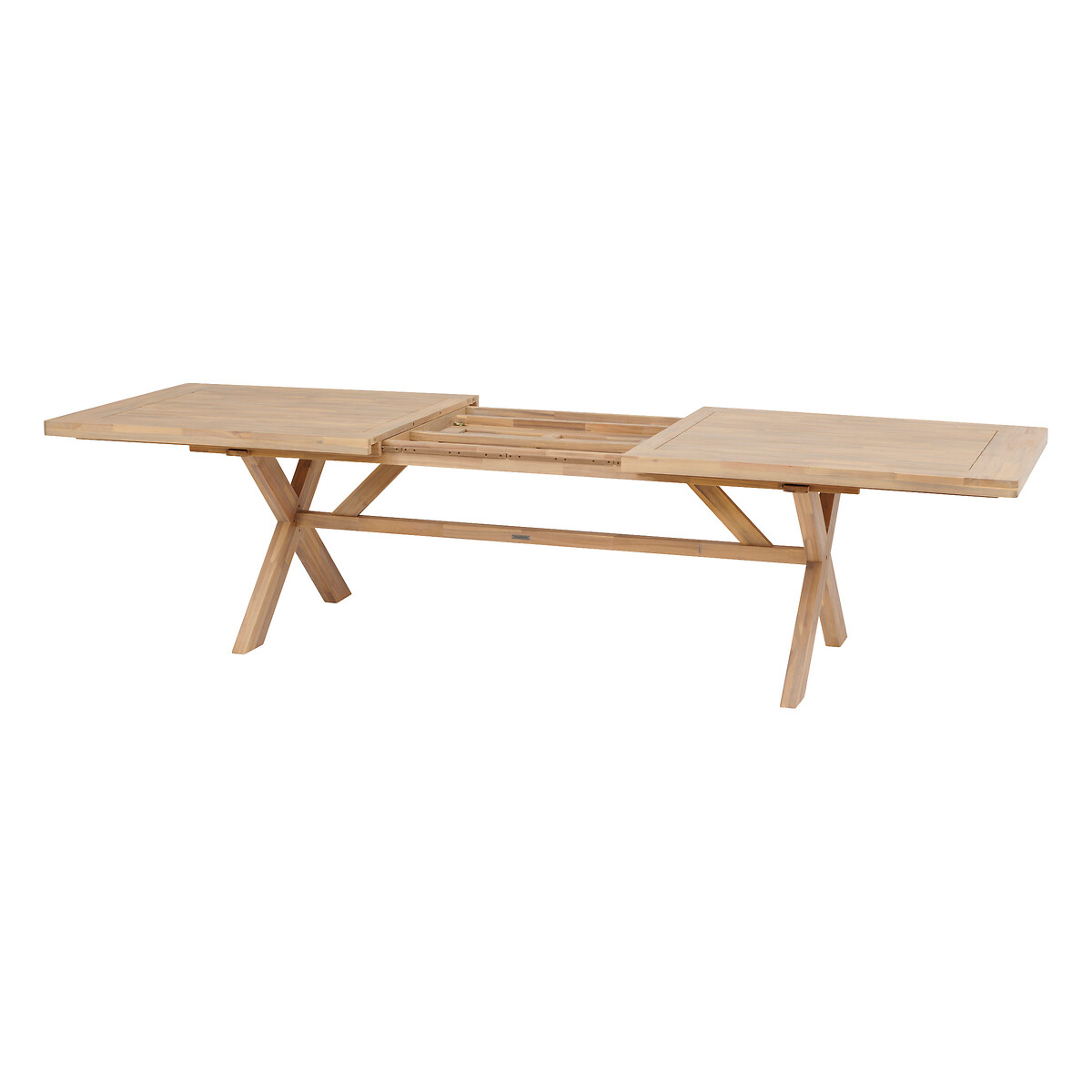 Mesa extens&iacute;vel Xenia em madeira ac&aacute;cia