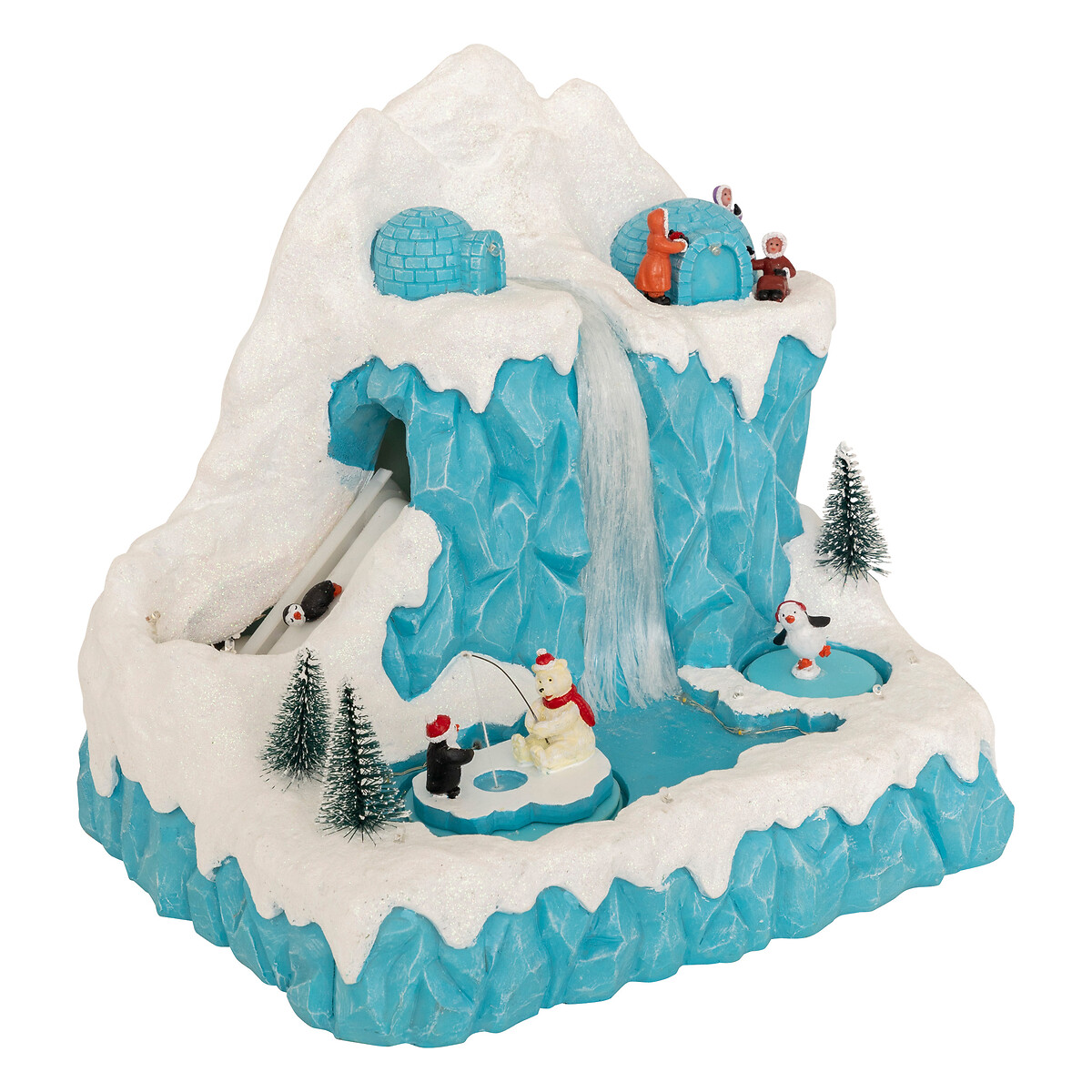 Aldeia com animais do gelo com luz - música - movimento 26,5x28,2cm