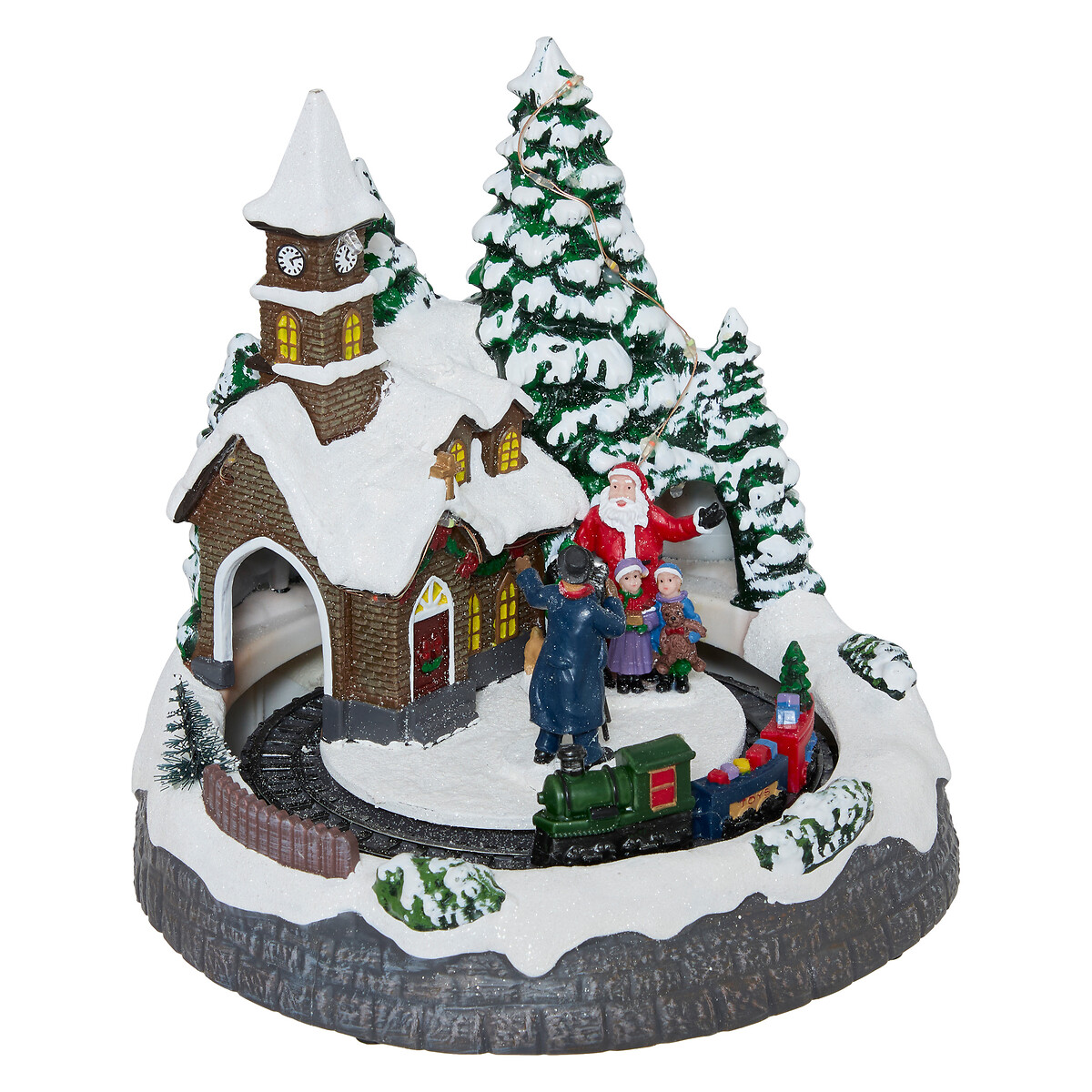 Aldeia natalícia luminosa com casa e túnel