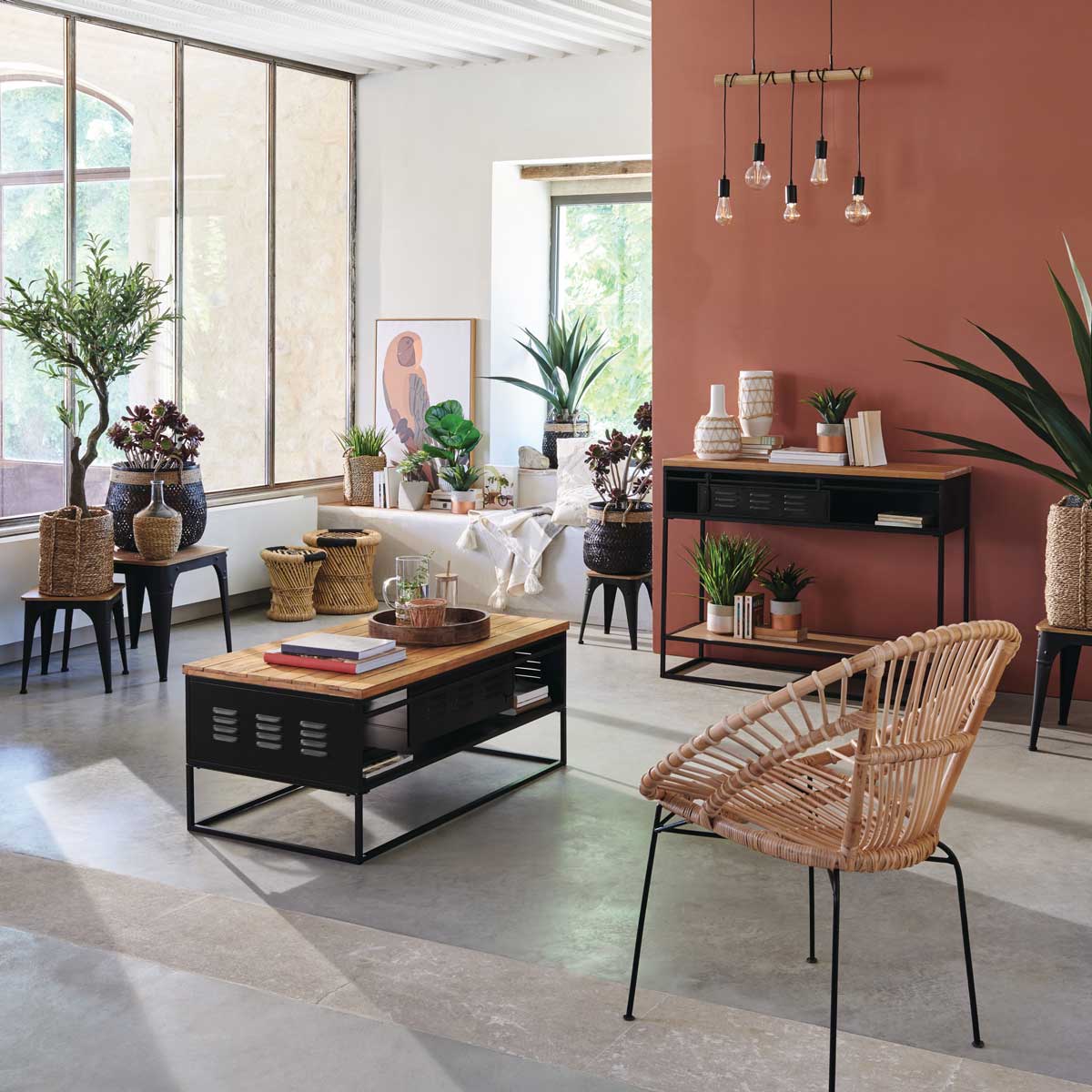 Banco castanho em bambu 38cm