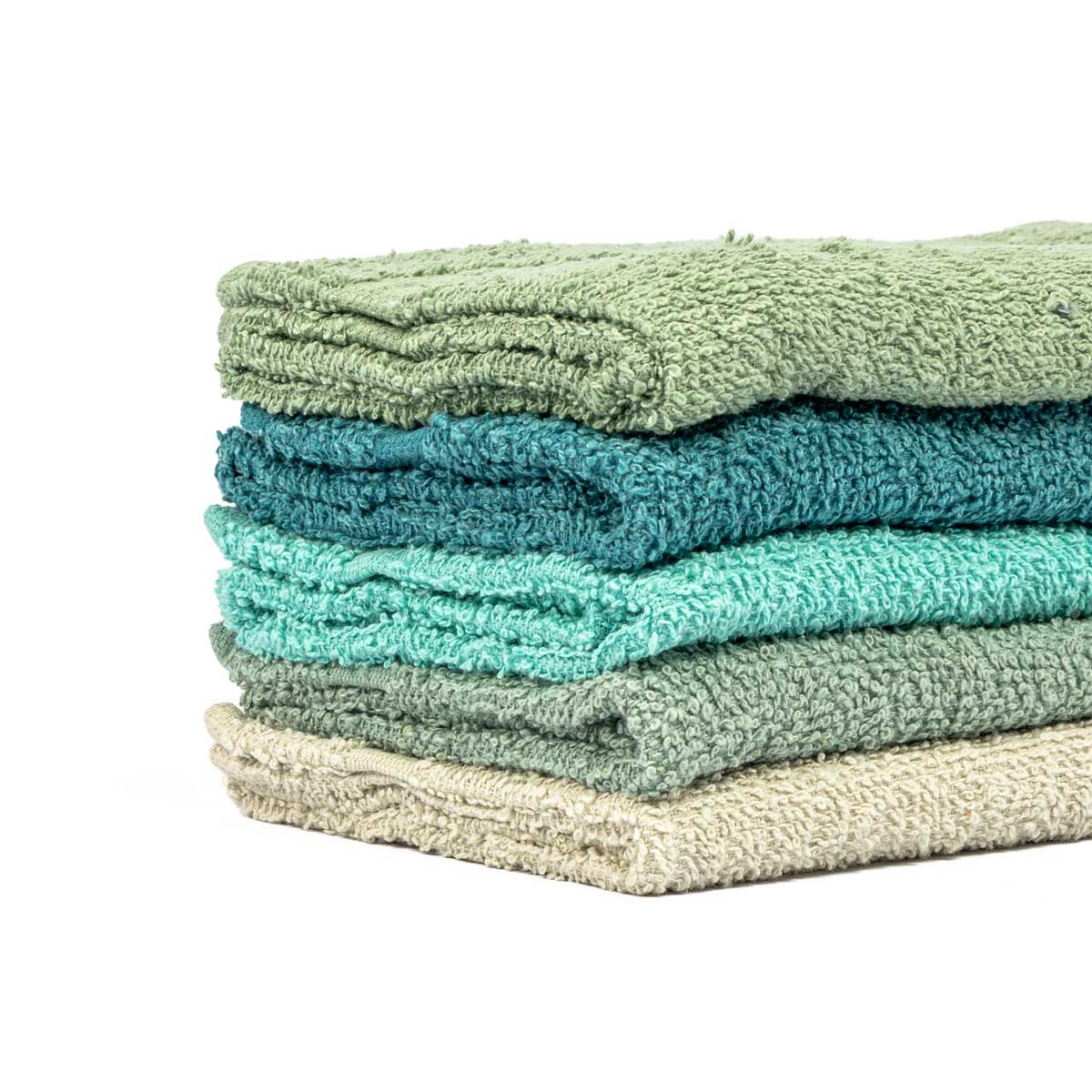 Conjunto de 5 panos de cozinha bege, verde e azul