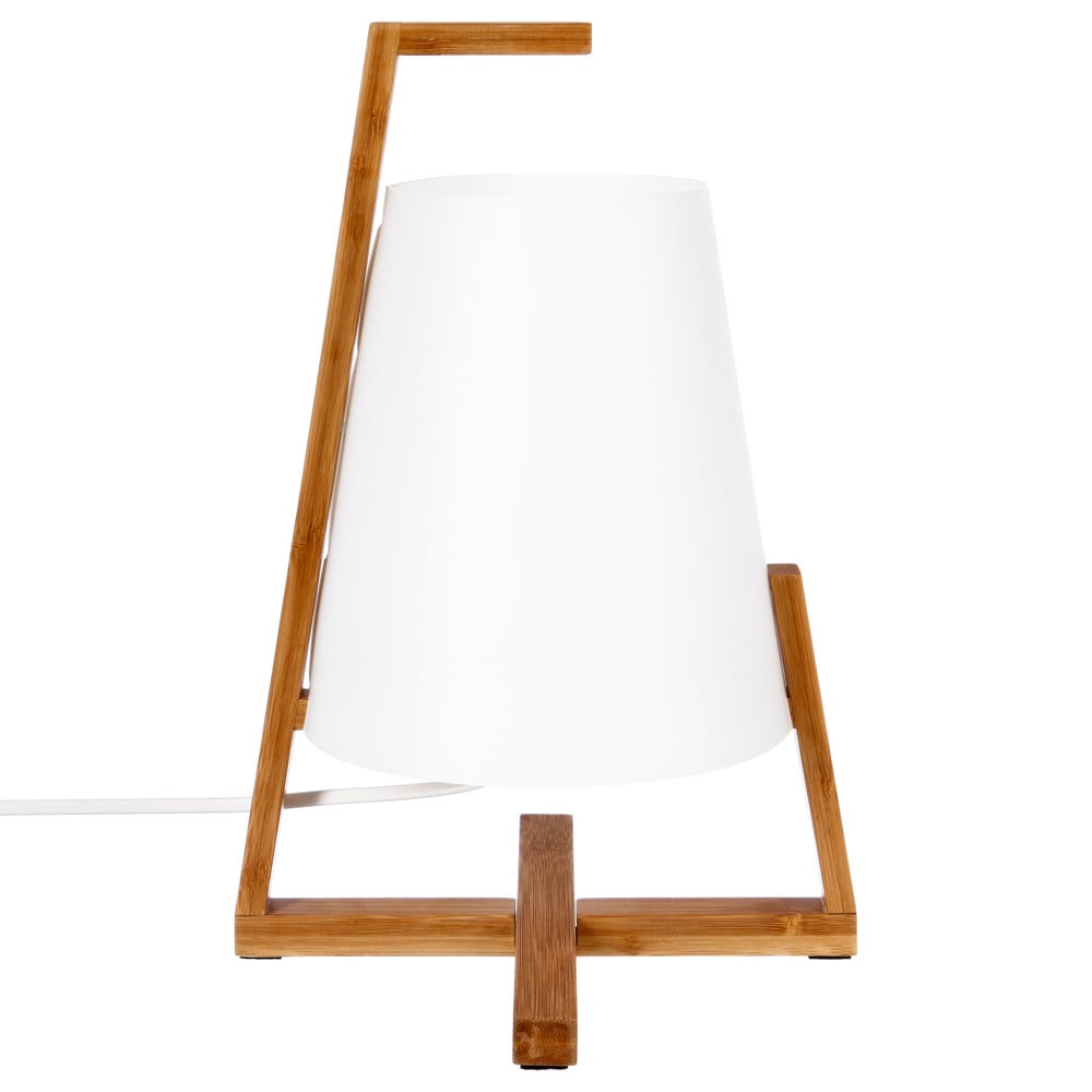 Candeeiro de mesa GONG branco em bambu