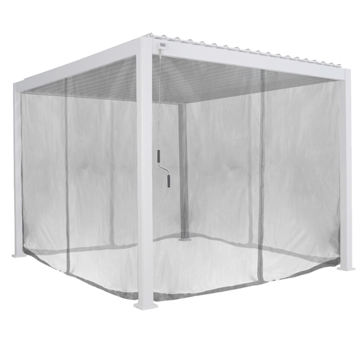 Cortinas e mosquiteiras para pérgola ÉVORA branco 3,6x3,6m,  Cortinas e mosquiteiras para pérgola ÉVORA branco 3,6x3,6m