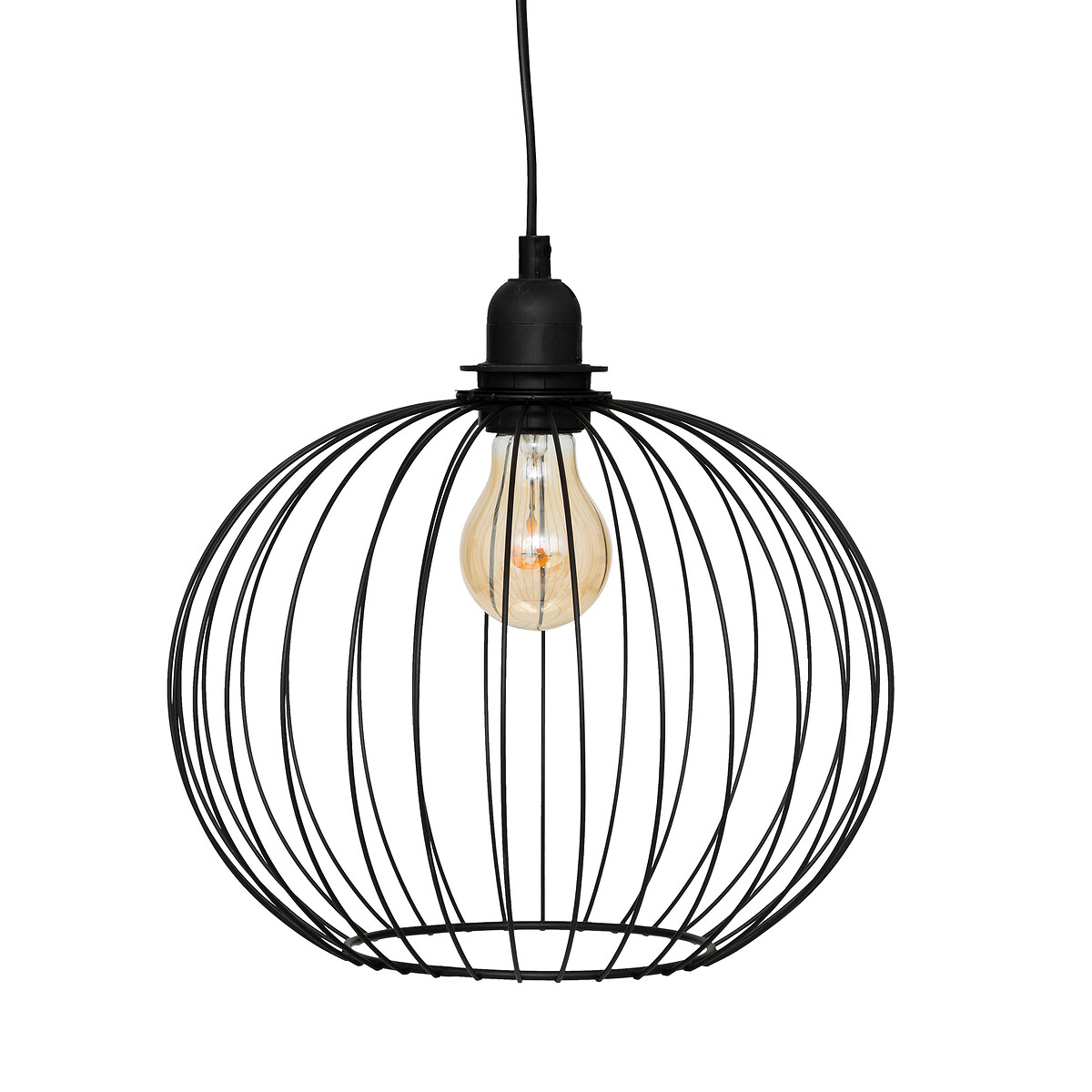 Candeeiro de teto VICTA preto redondo em metal 28cm