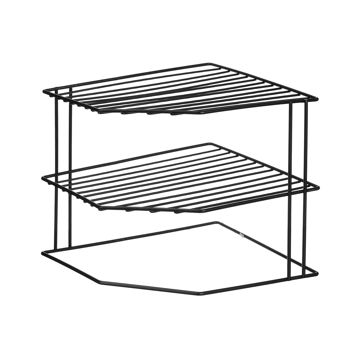 Prateleira de canto com 2 n&iacute;veis preto
