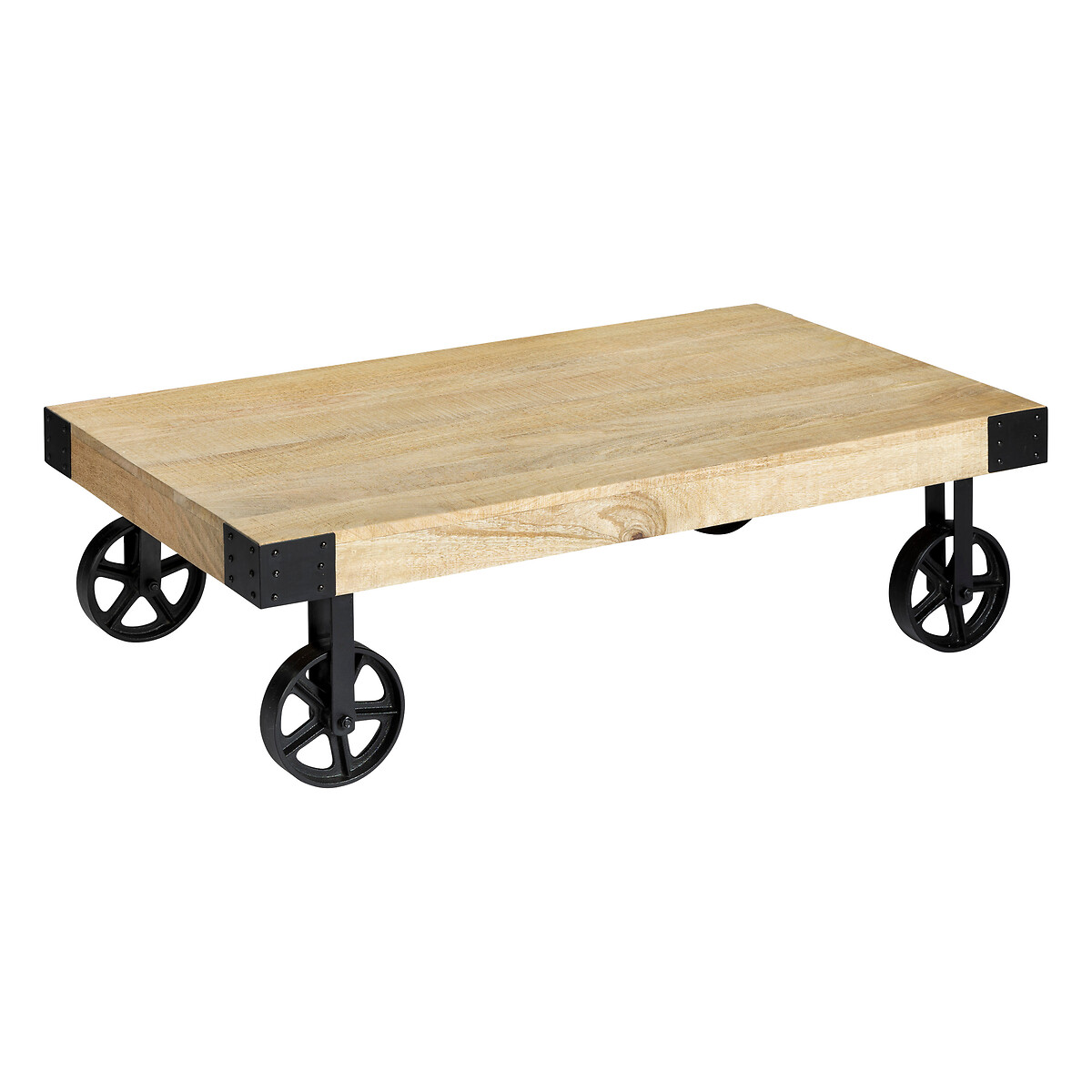 Mesa de apoio FACTORY castanha com rodas pretas