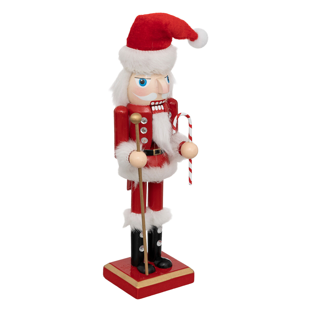 Soldado de chumbo com gorro pai natal em madeira 25cm