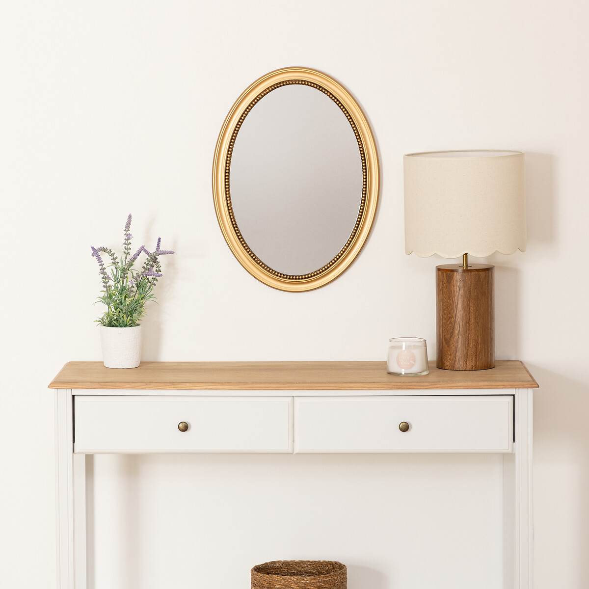 Espelho de parede VICTORIA dourado em mdf 53cm,  Espelho de parede VICTORIA dourado em mdf 53cm