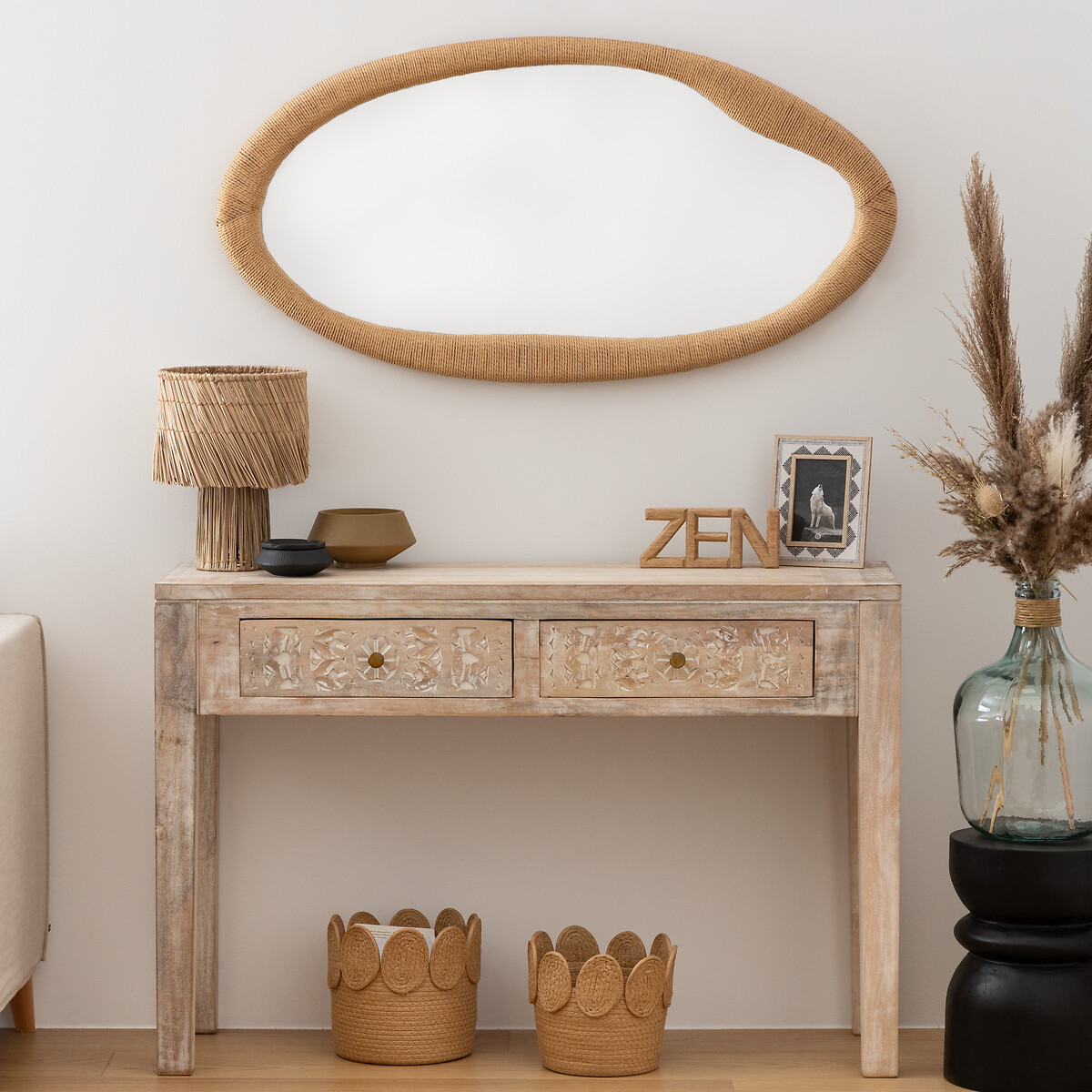 Espelho de parede laia bege 114cm