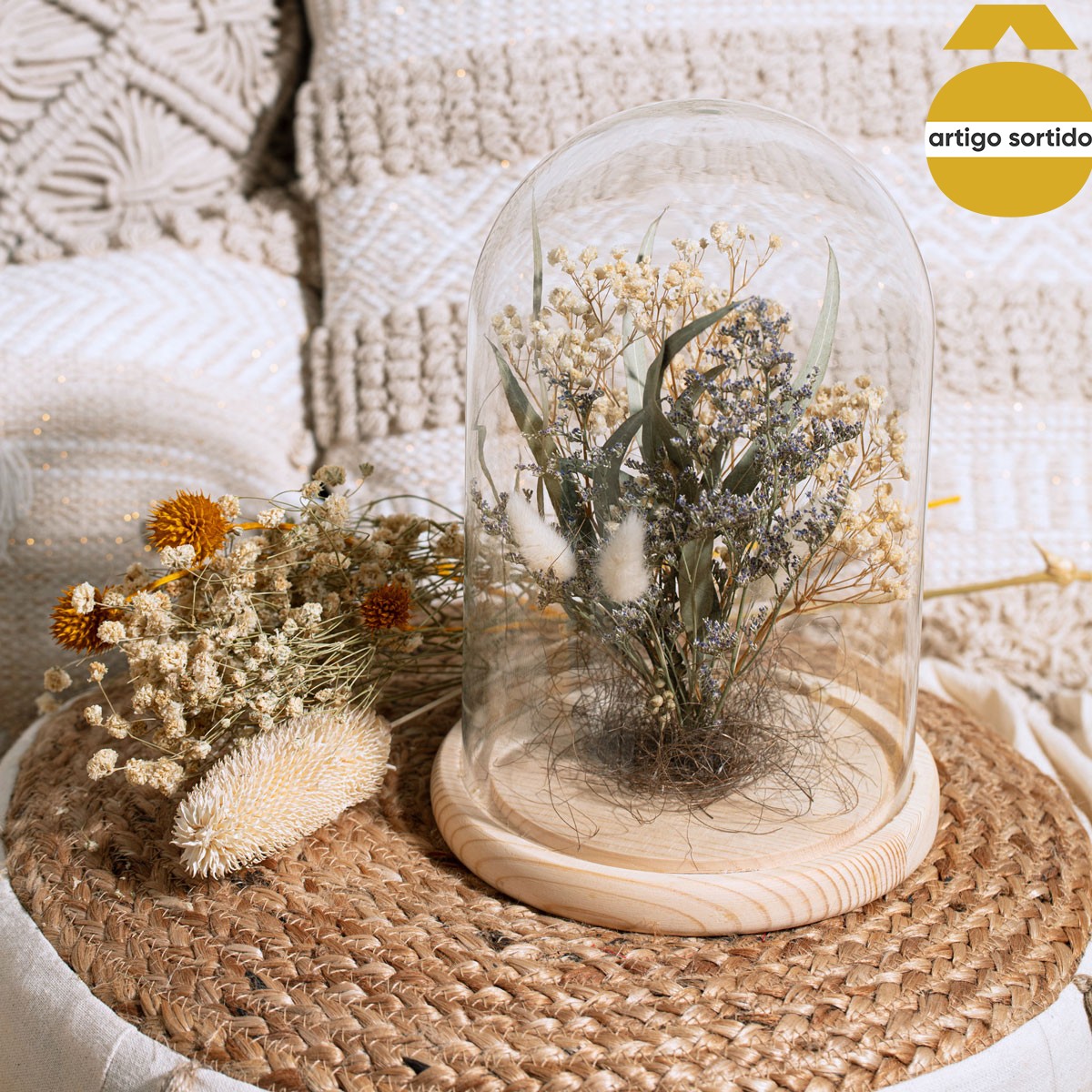 Campânula Com Flores Secas 25,5cm