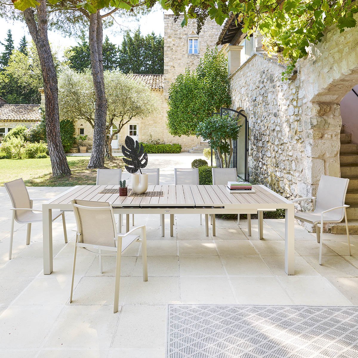 Mesa extensível automática ÉVASION linho e argile 214-274cm