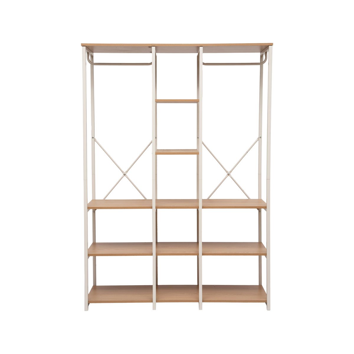 Roupeiro duplo de metal bege com prateleiras 170cm