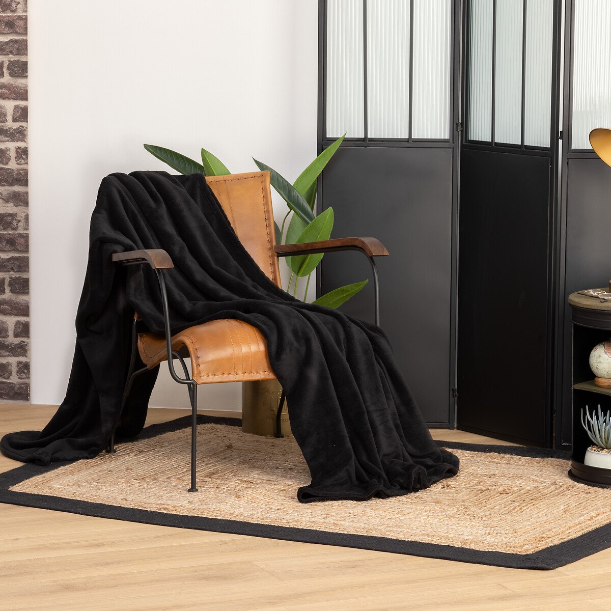 Manta microfibra preta 180x230cm