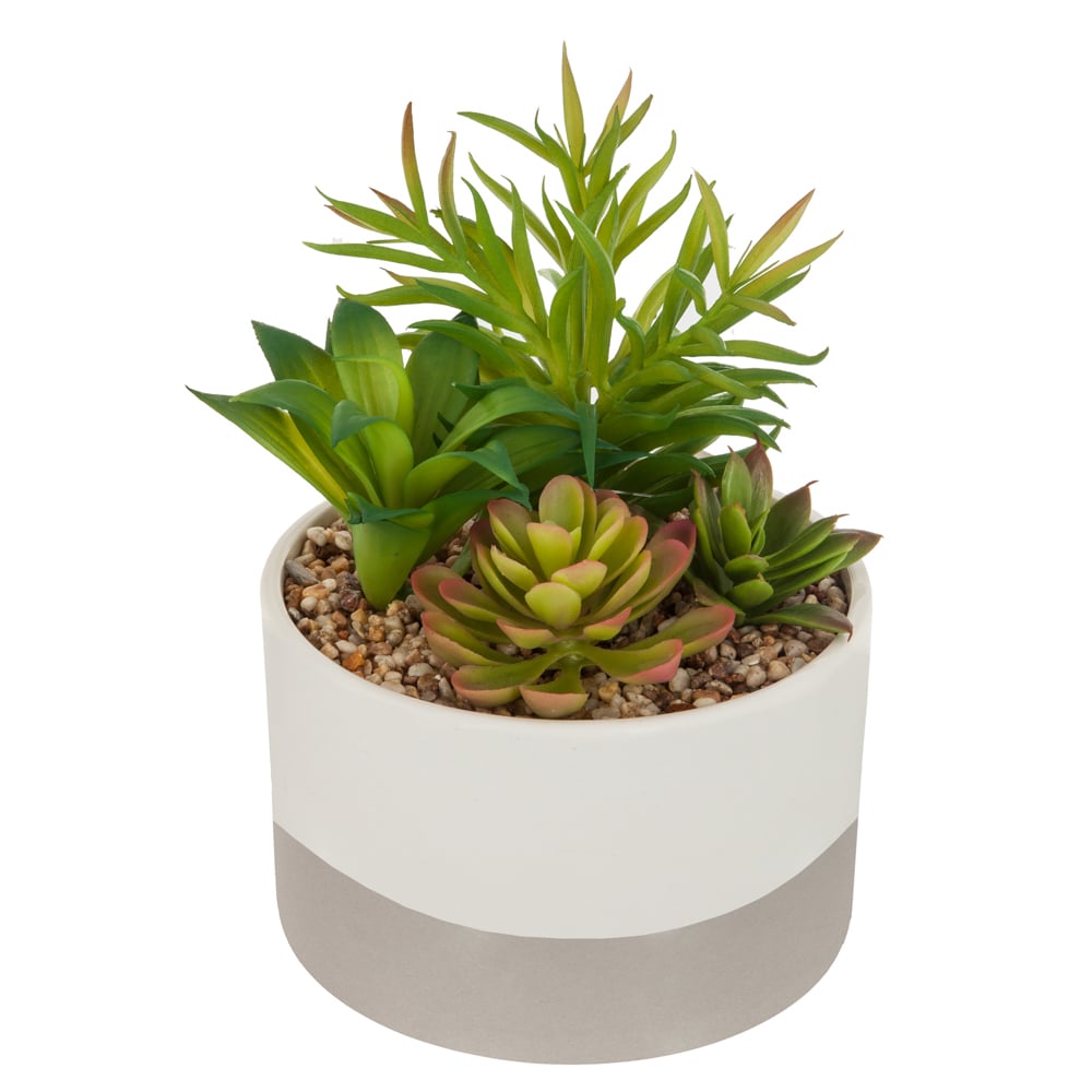 Vaso em cer&acirc;mica com planta artificial