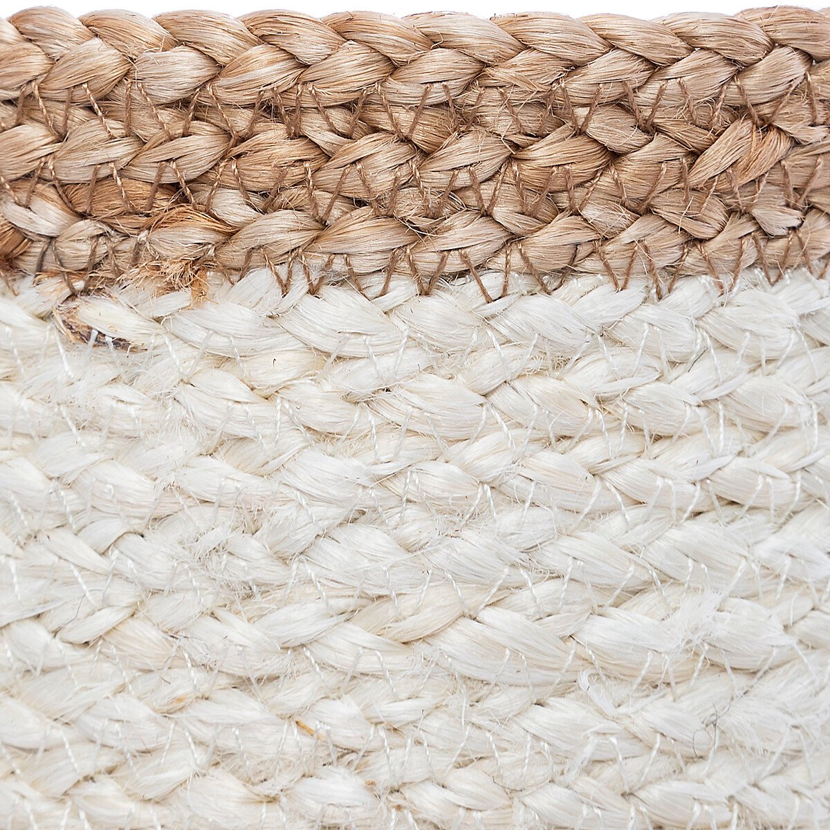 Cesto branco e bege de juta 12x15cm