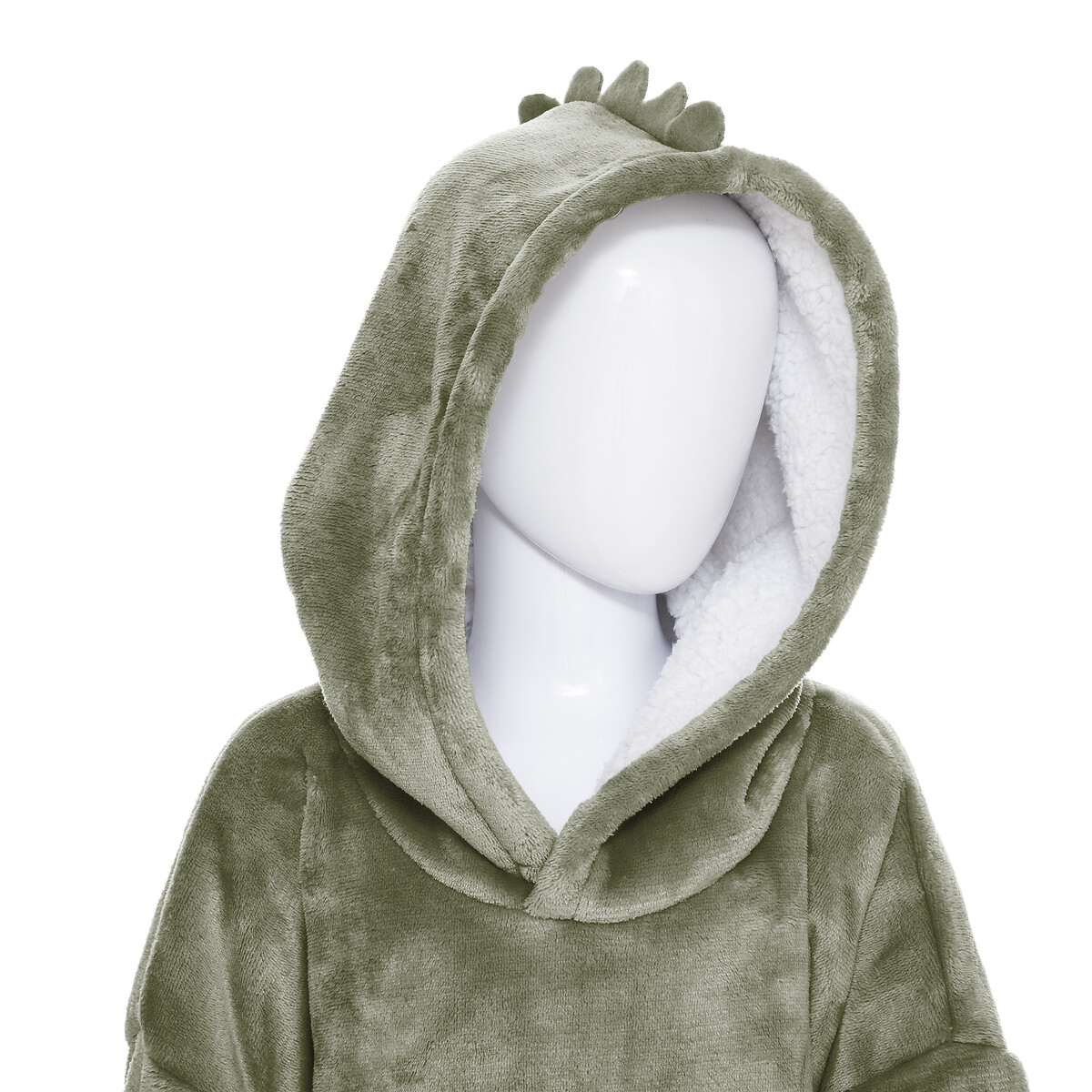 Manta camisola com capuz cinza verde 3-10 anos