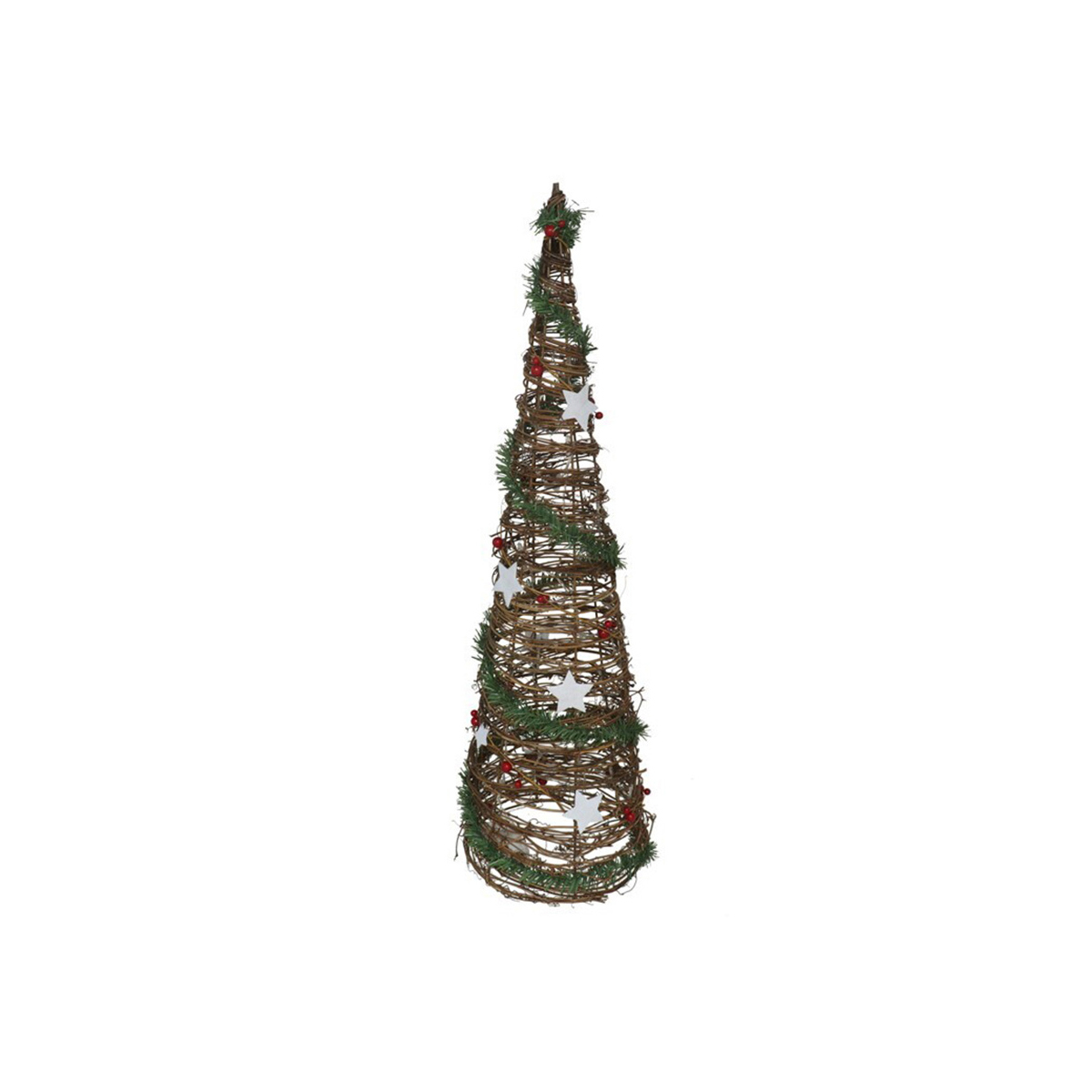Cone decorativo led com grinalda verde 80cm