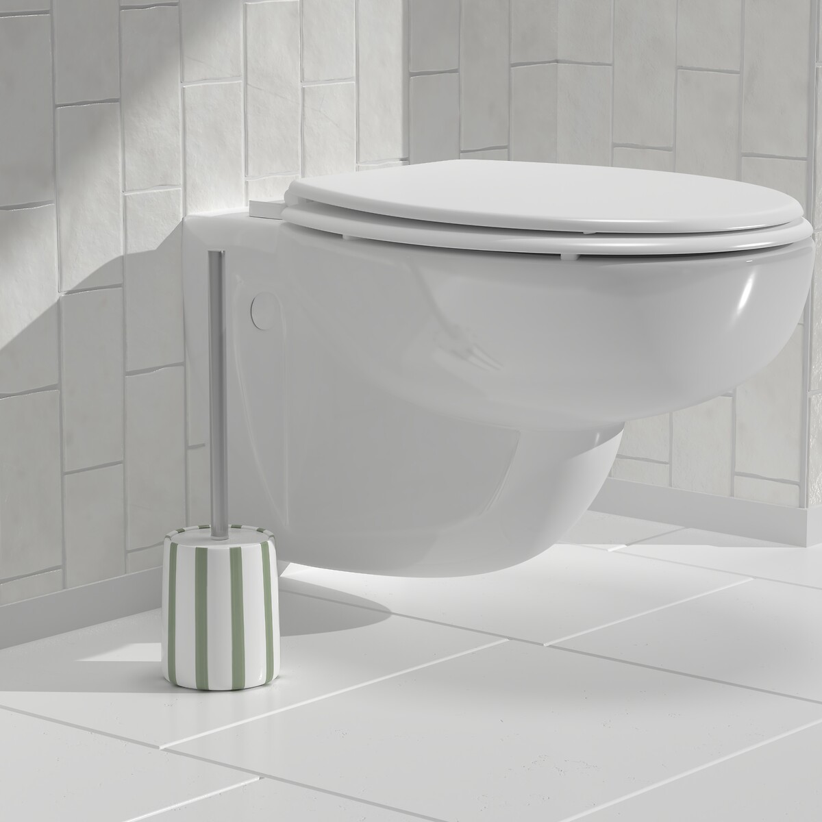 Escova wc STRIO verde em cer&acirc;mica