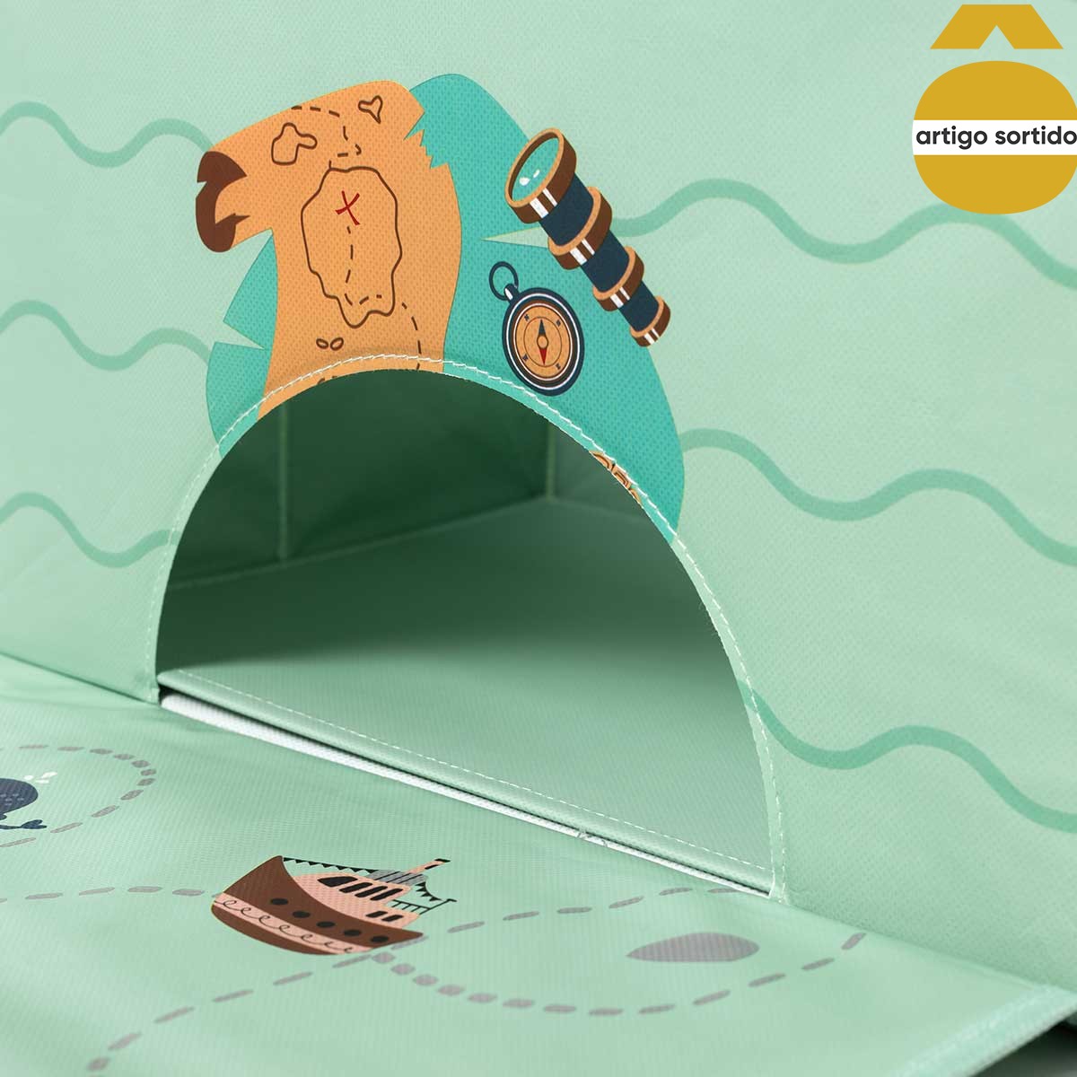 Caixa de arruma&ccedil;&atilde;o com tapete de atividade 38x2,5x25cm