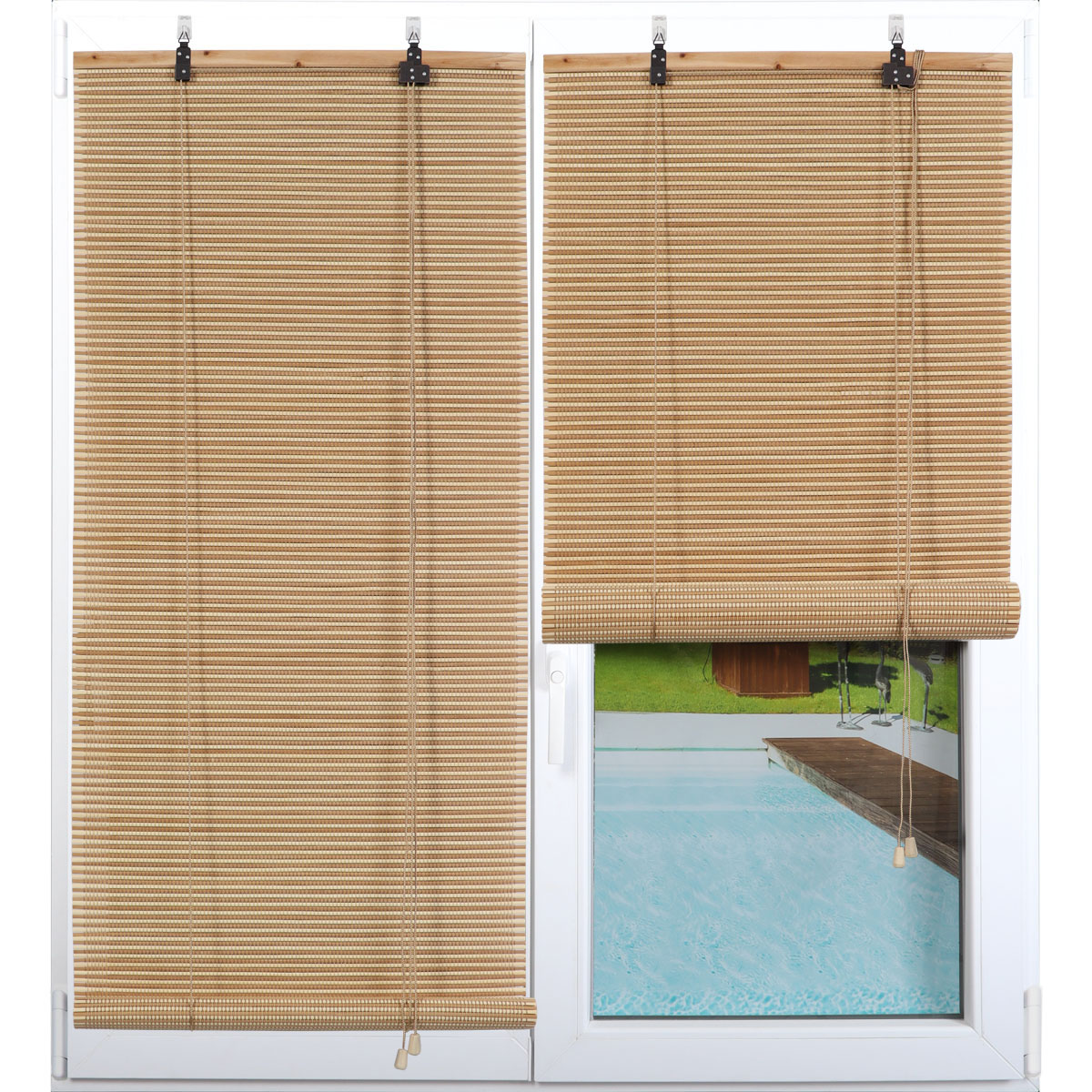 Estore rolo bege em bambu 90x180cm