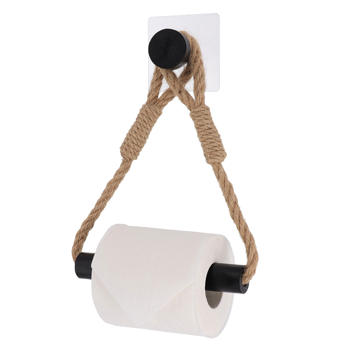 Porta rolos wc preto em bambu