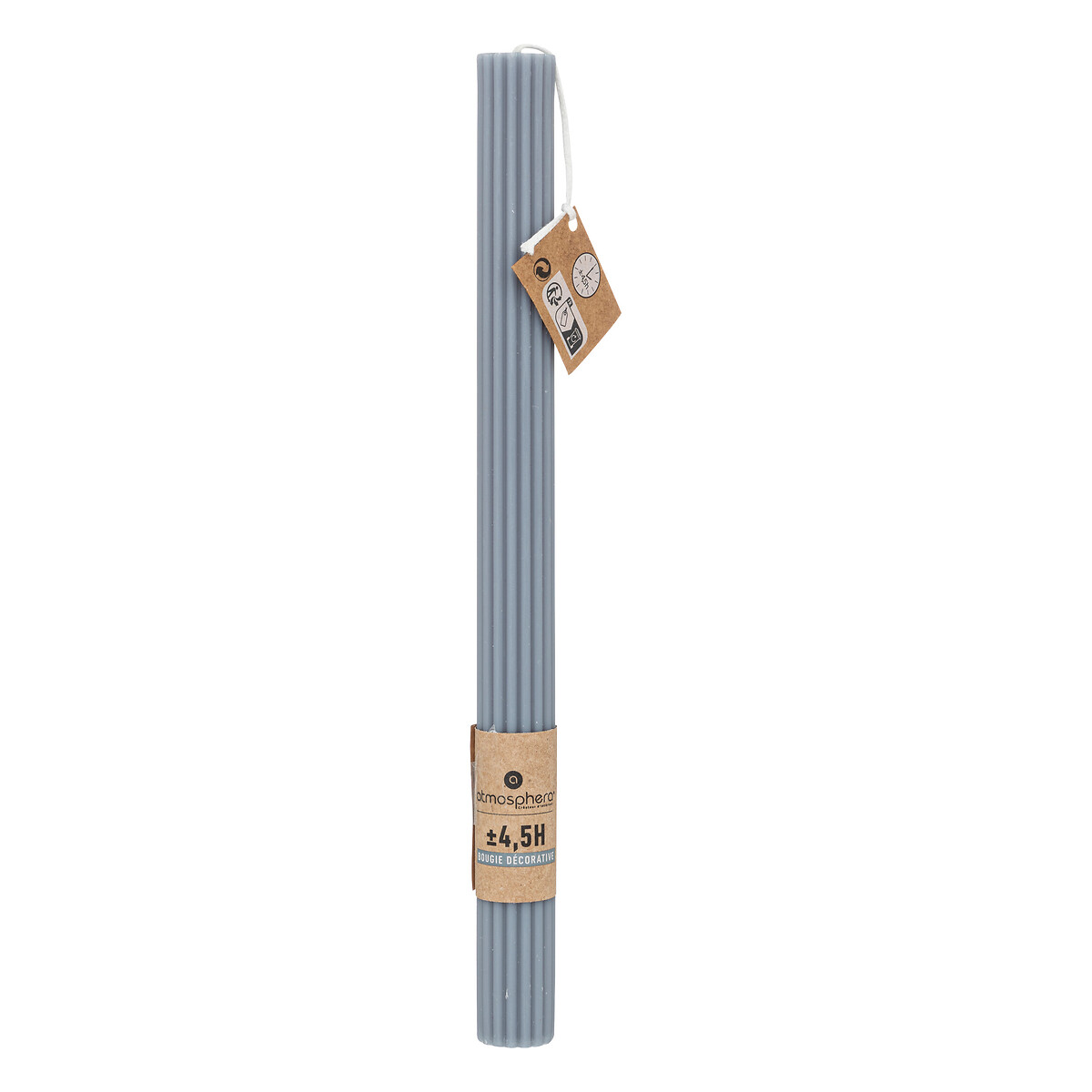 Vela DEMI estriada azul orage para candelabro 26cm