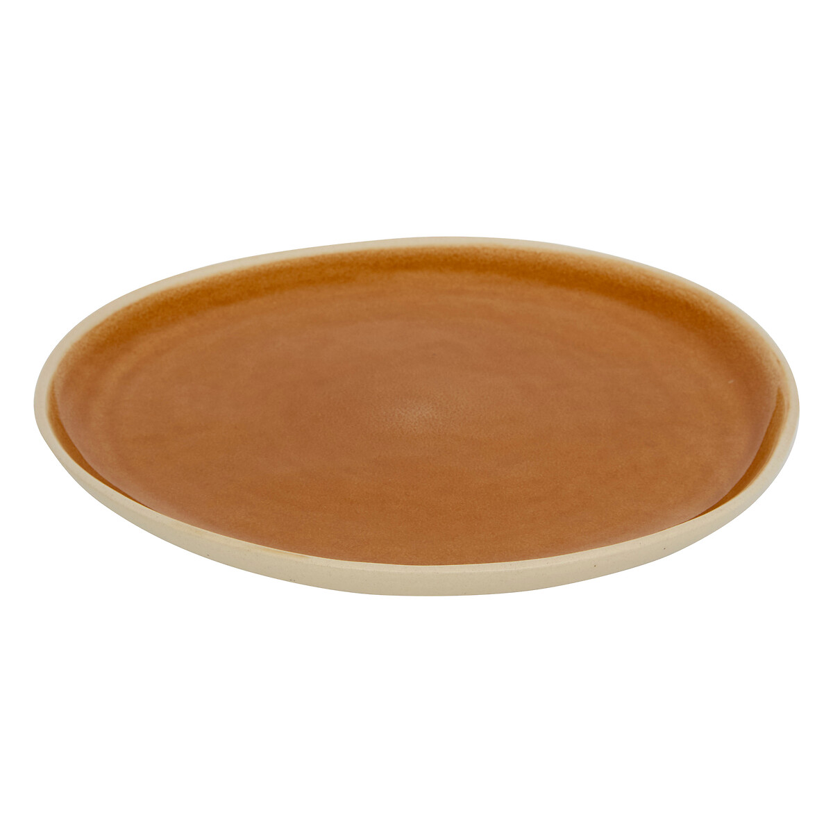 Prato raso WONJA castanho em cer&acirc;mica 27cm