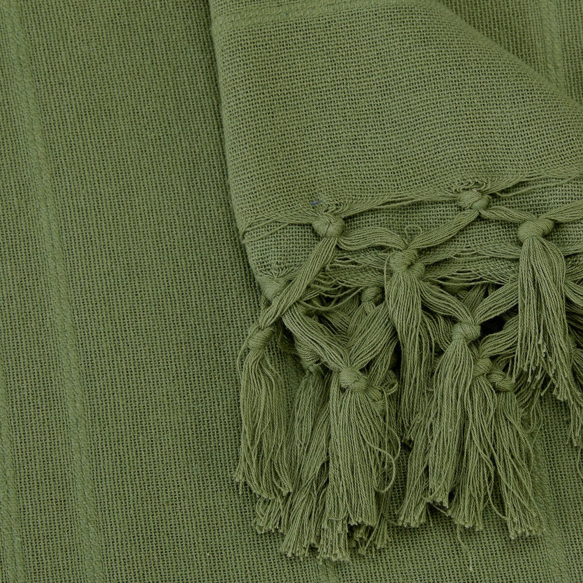 Manta ANJALI verde caqui em algod&atilde;o