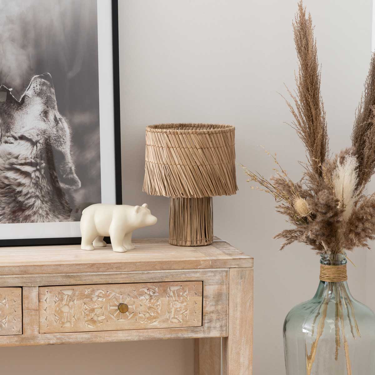 Est&aacute;tua de urso INU bege em cer&acirc;mica