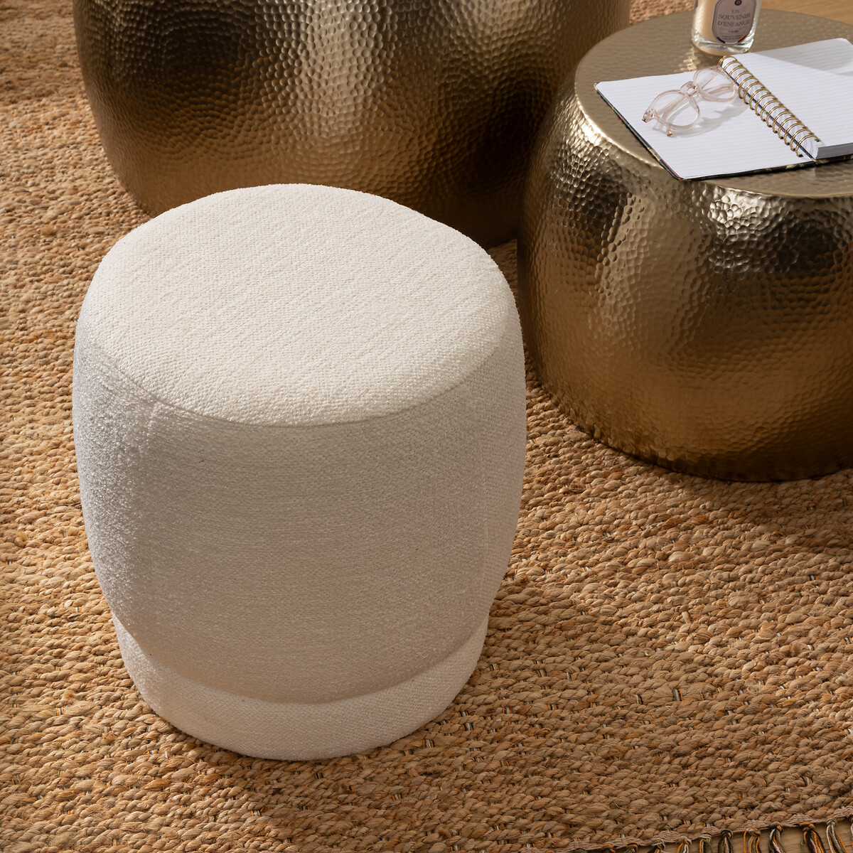 Pufe AMEA branco 40x39cm