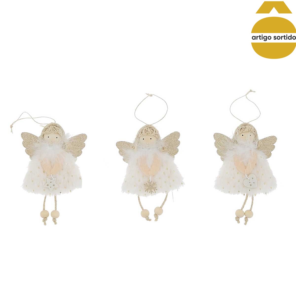 Pendurante de anjo branco e dourado 14cm